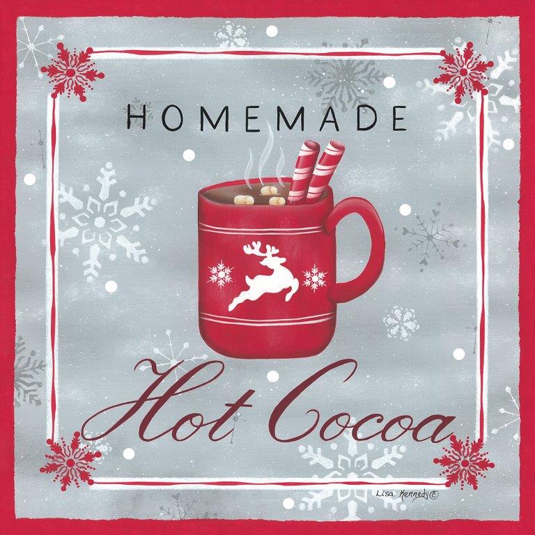 Lisa Kennedy KEN1186 - KEN1186 - Homemade Cocoa - 12x12 Christmas, Holidays, Kitchen, Cocoa, Typography, Signs, Candy Canes, Winter, Snowflakes from Penny Lane