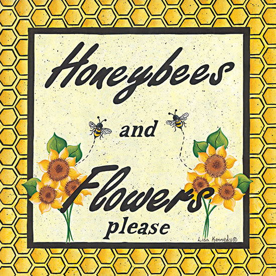 Lisa Kennedy KEN1191 - KEN1191 - Honeybees & Flowers - 12x12 Honeybees, Flowers, Honeycombs, Typography, Signs from Penny Lane