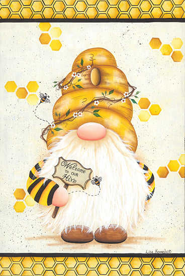 Lisa Kennedy KEN1193 - KEN1193 - Welcome to Our Hive - 12x18 Welcome to Our Hive, Greeting, Welcome, Gnomes, Whimsical, Bees, Honey, Signs from Penny Lane