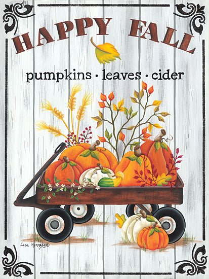 Lisa Kennedy KEN1270 - KEN1270 - Fall Pumpkins - 12x16 Fall, Still Life, Happy Fall, Typography, Signs, Textual Art, Wagon, Pumpkins, Gourds, Leaves, Rusty Wagon, Vintage, Advertisements from Penny Lane