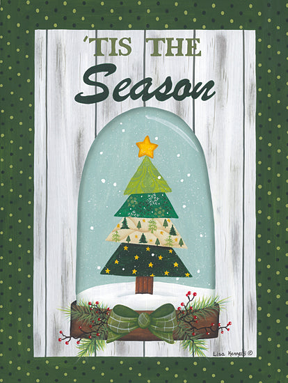 Lisa Kennedy KEN1284 - KEN1284 - Tree Snow Globe - 12x16 Christmas, Holidays, Snow Globe, Tree, Christmas Tree, 'Tis the Season, Typography, Signs, Textual Art, Fabric Tree from Penny Lane