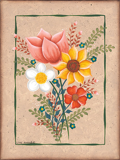 Lisa Kennedy KEN1309 - KEN1309 - Fall Bouquet - 12x16 Flowers, Sunflower, Greenery, Fall Flowers, Fall Bouquet, Tan Background from Penny Lane