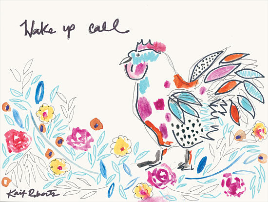 Kait Roberts KR617 - KR617 - Wake Up Call        - 16x12 Rooster, Flowers, Colorful, Watercolor from Penny Lane