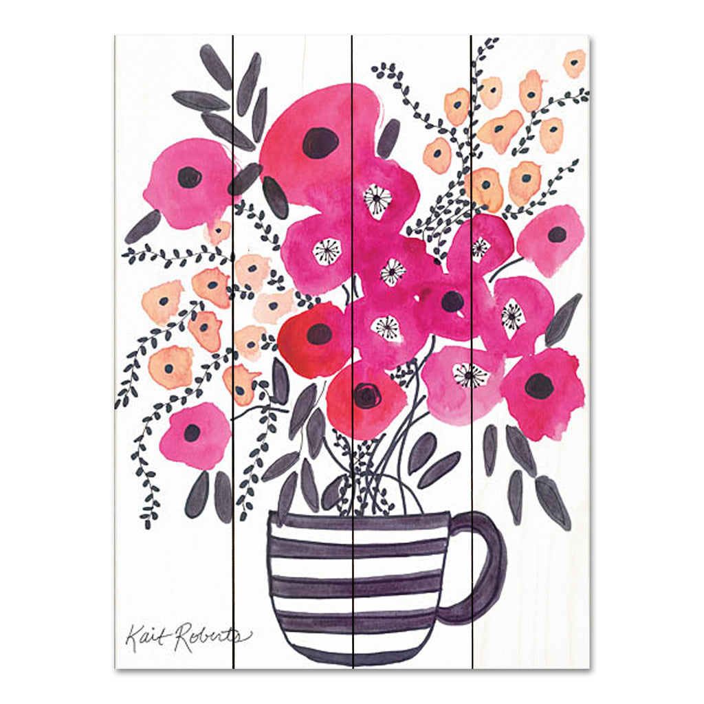 Kait Roberts KR761PAL - KR761PAL - Morning Cup of Blooms - 12x16 Flowers, Pink Flowers, Abstract, Kitchen, Coffee Cup, Whimsical, Decorative from Penny Lane