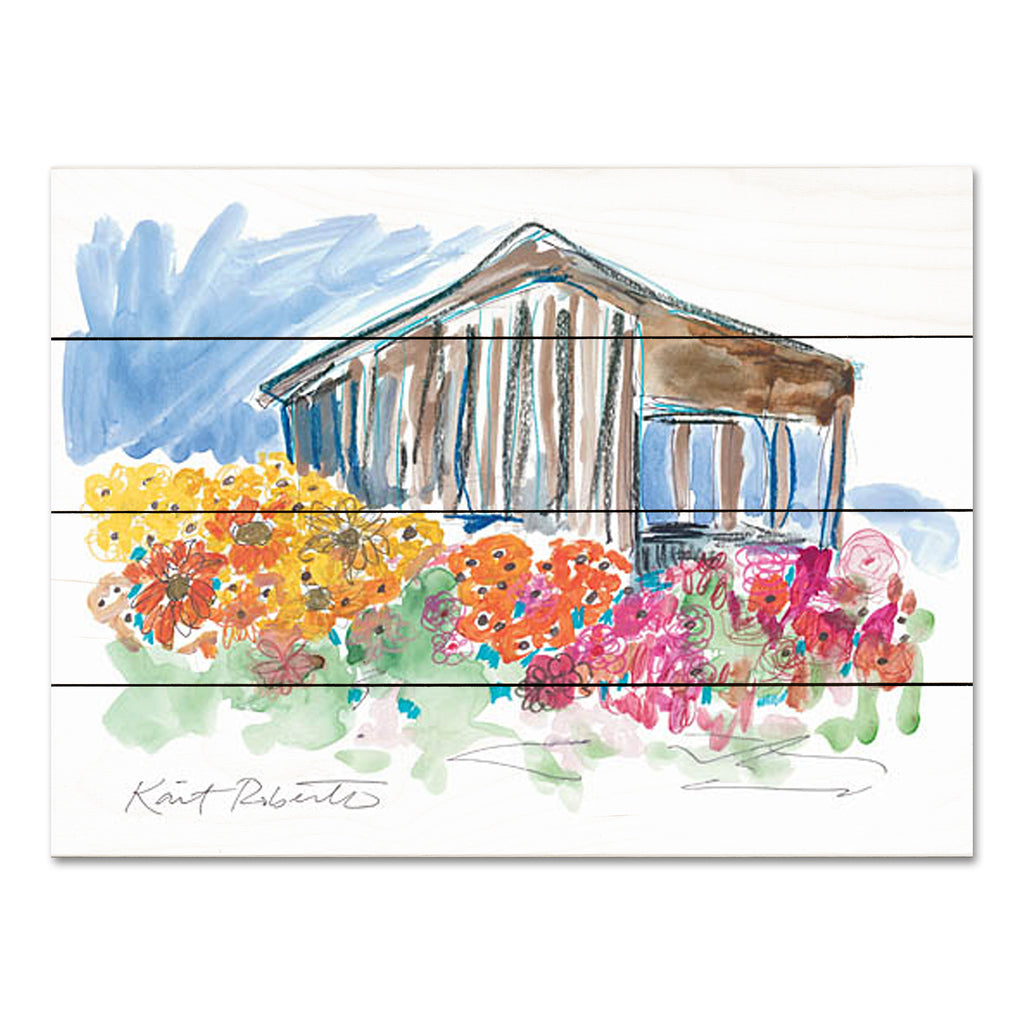 Kait Roberts KR777PAL - KR777PAL - The Old House - 16x12 Abstract, House, Flowers, Flower Bed, Watercolor, Eclectic from Penny Lane