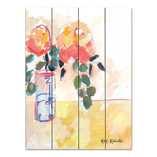 Kait Roberts KR838PAL - KR838PAL - Flowers for Judy - 12x16 Abstract, Flowers, Vase, Orange Flowers, Contemporary from Penny Lane