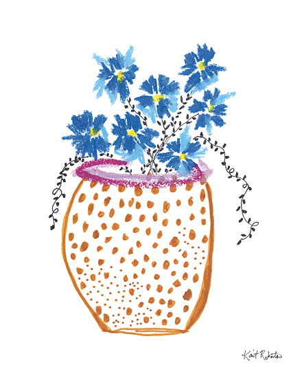 Kait Roberts KR886 - KR886 - Easy Peasy - 12x16 Abstract, Flowers, Blue Flowers, Polka Dot Vase from Penny Lane