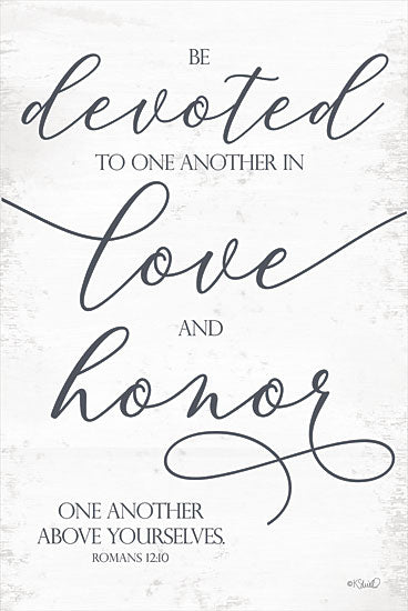 Kate Sherrill KS202 - KS202 - Devoted to Love and Honor - 12x18 Devoted to Love and Honor, Bible Verse, Romans, Calligraphy, Motivational, Signs from Penny Lane
