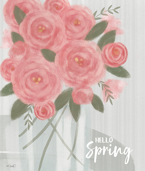 Kate Sherrill KS244 - KS244 - Hello Spring - 12x16 Hello Spring, Flowers, Bouquet, Pink Flowers, Signs, Typography, Spring from Penny Lane
