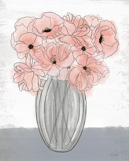 Kate Sherrill KS246 - KS246 - Poppies in Vase - 12x16 Abstract, Poppies, Flowers, Pink Poppies, Vase from Penny Lane