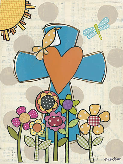 Lisa Larson LAR342 - Springtime Cross - Cross, Spring, Heart, Flowers, Sun, Polka Dots from Penny Lane Publishing