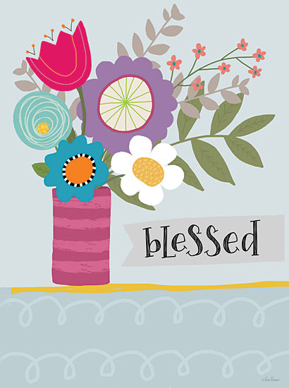 Lisa Larson LAR415 - LAR415 - Blessed - 12x16 Blessed, Vase, Flowers, Patterns, Signs from Penny Lane