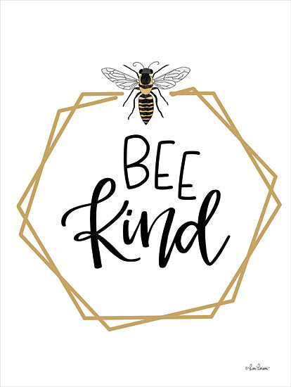 Lisa Larson LAR487 - LAR487 - Geo Bee Kind     - 12x16 Be Kind, Geometric, Bees, Black, Gold, Motivational, Insects, Typography, Signs from Penny Lane