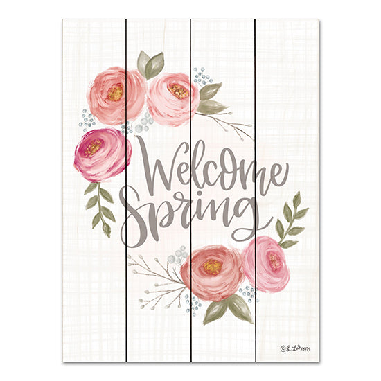 Lisa Larson LAR521PAL - LAR521PAL - Welcome Spring - 12x16 Welcome Spring, Welcome, Spring, Springtime, Flowers, Pink Flowers, Typography, Signs from Penny Lane