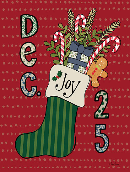 Lisa Larson LAR577 - LAR577 - December 25 - 12x16 Christmas, Holidays, Christmas Stocking, December 25, Polka Dots, Christmas Decorations, Typography, Signs, Textual Art from Penny Lane