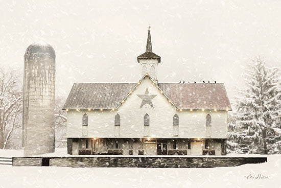 Lori Deiter LD1493 - LD1493 - Christmas Star Barn with Lights - 18x12 Barn Star, Silo, Barn, Photography, Trees, Snow from Penny Lane