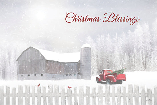 Lori Deiter LD1858 - LD1858 - Christmas Blessings with Truck - 18x12 Christmas Blessings, Photography, Truck, Winter, Snow, Farm, Barn, Cardinals, Christmas Trees, Signs from Penny Lane