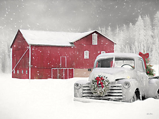 Lori Deiter LD2032 - LD2032 - You Can Plan on Me White Truck - 16x12 Barn, Farm, Truck, Winter, Snow, Christmas Tree, Wreath, Holidays from Penny Lane