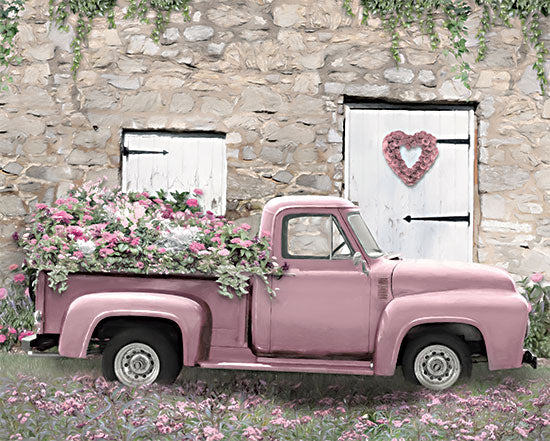 Lori Deiter LD2157 - LD2157 - The Perfect Hideaway - 16x12 Pink Truck, Truck, Flowers, Valentine's Day, Heart Wreath, Brick Wall from Penny Lane
