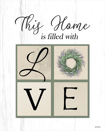 Lori Deiter LD2220 - LD2220 - This Home is Filled with Love - 12x16 This Home is Filled with Love, Black Letters, Wreath, Lilac Wreath, Signs from Penny Lane