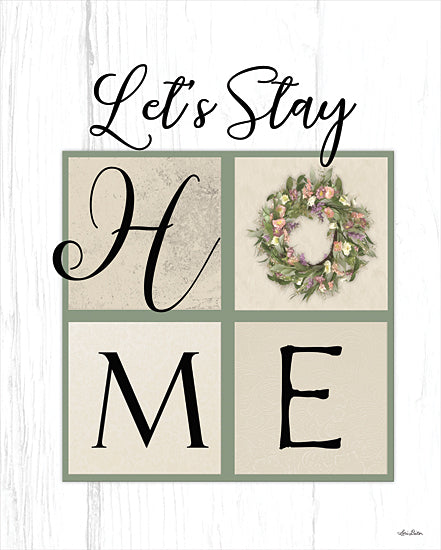 Lori Deiter LD2221 - LD2221 - Let's Stay Home - 12x16 Let's Stay Home, Wreath, Greenery, Black Letters, Signs from Penny Lane