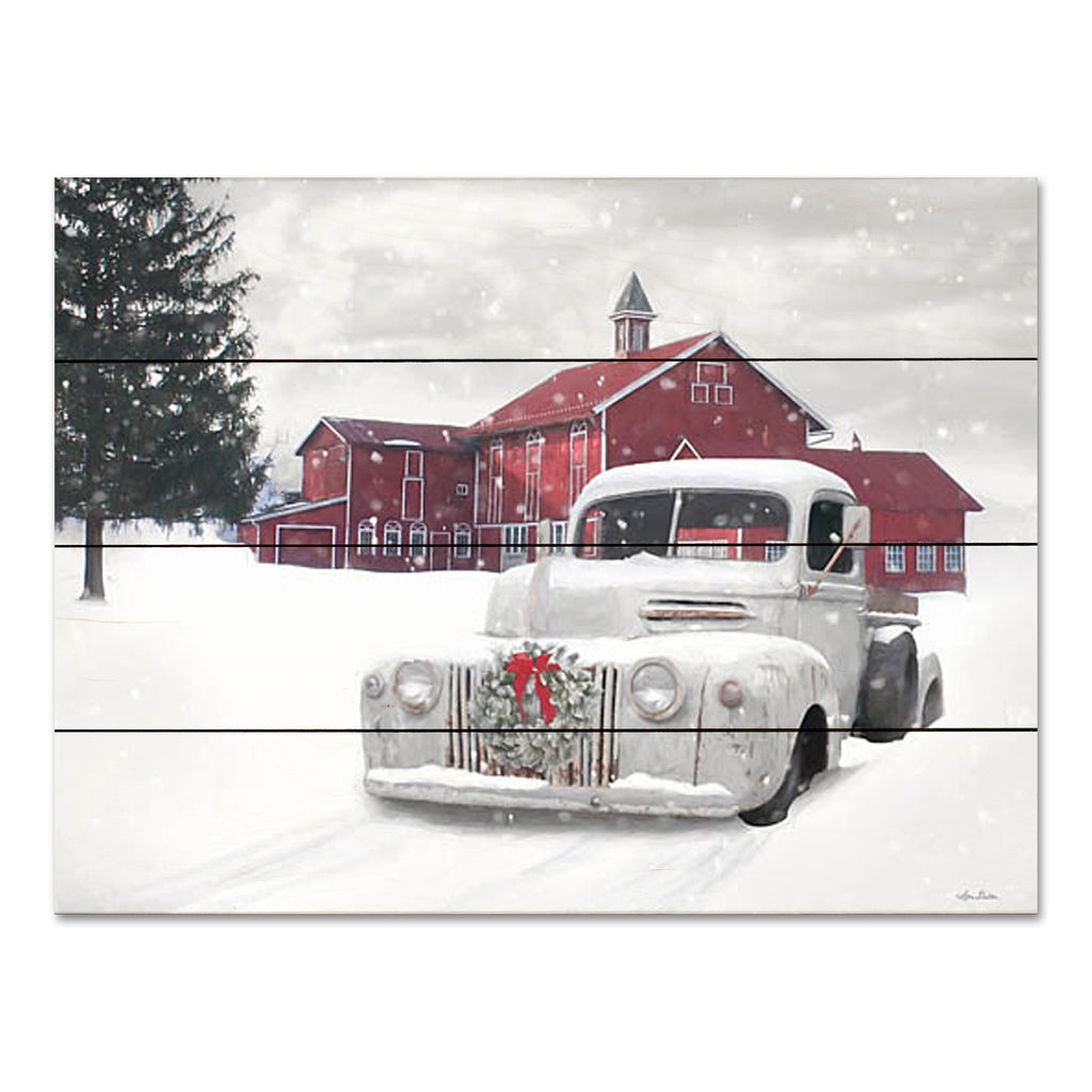 Lori Deiter LD2423PAL - LD2423PAL - Grand Barn in Winter    - 16x12 Christmas, Winter, Farm, Barn, Red Barn, Truck, White Truck, Truck, Farmhouse/Country, Wreath, Photography, Snow from Penny Lane