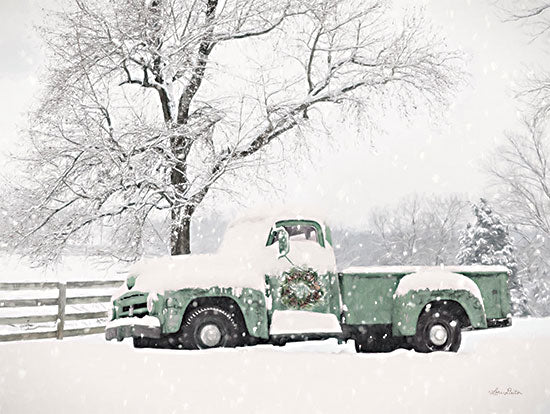 Lori Deiter LD2612 - LD2612 - Snowed In for Christmas - 16x12 Winter, Christmas, Holidays, Truck, Green Truck, Photography, Snow, Wreath, Trees, Snowed In for Christmas from Penny Lane