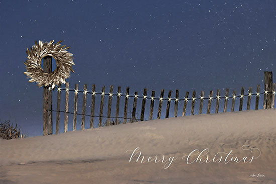 Lori Deiter LD2751 - LD2751 - Christmas Eve at the Beach - 18x12 Merry Christmas, Beach, Coastal, Holidays, Fence, Sand, Coast, Photography from Penny Lane