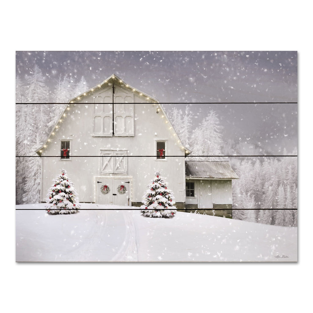 Lori Deiter LD2917PAL - LD2917PAL - Joy to One and All - 16x12 Farm, Barn, Farmhouse/Country, White Barn, Winter, Snow, Photography, Christmas, Holidays from Penny Lane