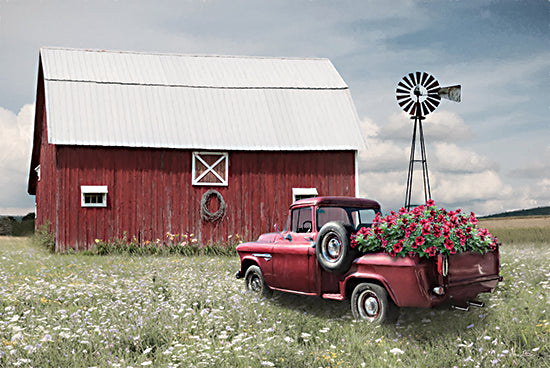 Lori Deiter LD2933 - LD2933 - Little Red Barn - 16x12 Barn, Farm, Truck, Red Truck, Red Flowers, Flowers, Flower Truck, Silo, Wildflowers, Landscape, Photography from Penny Lane