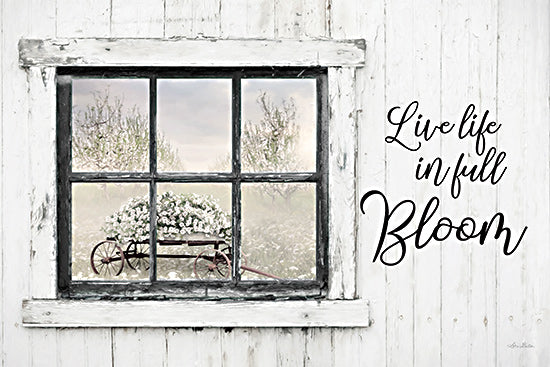 Lori Deiter LD3123 - LD3123 - Live Life in Full Bloom - 18x12 Inspirational, Live Life in Full Bloom, Typography, Signs, Textual Art, Window, Photography, Wagon, Flowers, White Flowers, Landscape, Wildflowers, Farmhouse/Country from Penny Lane