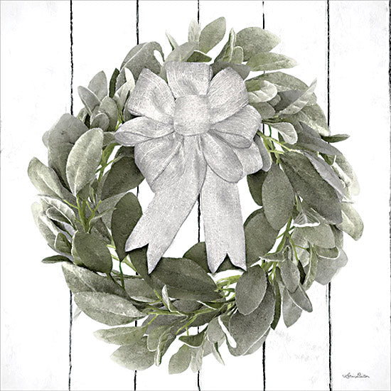Lori Deiter LD3132 - LD3132 - Lamb's Ear Wreath - 12x12 Wreath, Lamb's Ear, Greenery, Wood Slats, Bow, Green & White from Penny Lane