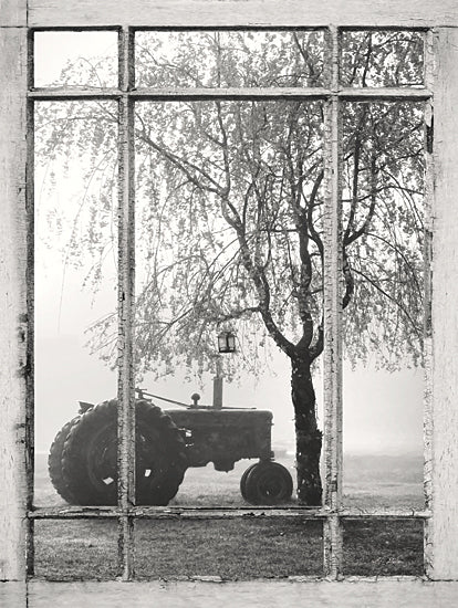 Lori Deiter LD3176 - LD3176 - Tractor Window View - 12x16 Photography, Tractor, Farm, Tree, Window, Black & White from Penny Lane