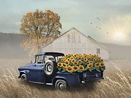 Lori Deiter LD3232 - LD3232 - Sunflower Harvest - 16x12 Photography, Barn, Farm, Truck, Blue Truck, Sunflowers, Fall, Fall Flowers, Wheat Field, Trees, Landscape from Penny Lane
