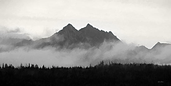 Lori Deiter LD3266 - LD3266 - Painted Misty Mountains - 18x9 Landscape, Mountains, Fog, Photography, Black & White, Trees, Landscape, Nature from Penny Lane