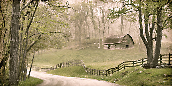 Lori Deiter LD3303 - LD3303 - Virginia Countryside - 18x9 Photography, Landscape, Road, Fence, Trees, Cabin, Virginia, Countryside, Green from Penny Lane