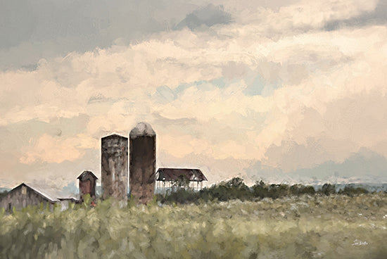 Lori Deiter LD3373 - LD3373 - After the Setting Sun - 18x12 Photography, Farm, Barn, Silos, Landscape, Trees, Sky, Clouds, After the Setting Sun from Penny Lane