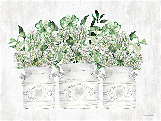 lettered & lined LET1043 - LET1043 - St. Patrick's Day Flowers - 16x12 St. Patricks' Day, Flowers, Shamrocks, Greenery, Pots, Potted Flowers from Penny Lane