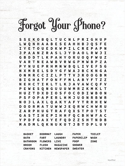 lettered & lined LET149 - LET149 - Forgot Your Phone? - 12x16 Forgot Your Phone?, Hidden Search, Word Search, Bath, Bathroom, Bathroom Words, Signs from Penny Lane