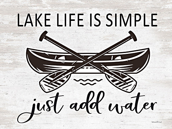 lettered & lined LET287 - LET287 - Lake Life is Simple - 12x16 Lake Life is Simple, Canoe, Humorous, Lake, Lodge, Typography, Signs from Penny Lane