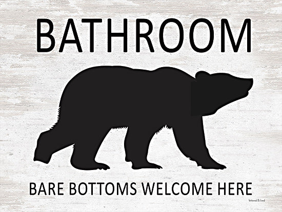 lettered & lined LET291 - LET291 - Bare Bottoms Welcome Here - 16x12 Bear, Bath, Bathroom, Bare Bottoms, Humorous, Lodge, Typography, Signs from Penny Lane