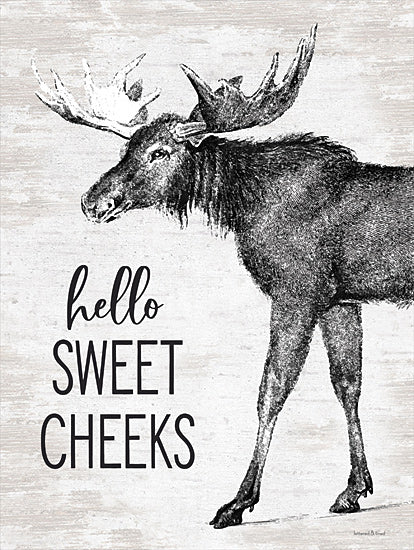 lettered & lined LET293 - LET293 - Hello Sweet Cheeks Moose - 12x16 Moose, Bath, Bathroom, Hello Sweet Cheeks, Humorous, Lodge, Typography, Signs from Penny Lane