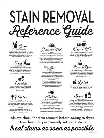 lettered & lined LET304 - LET304 - Stain Removal Reference Guide - 12x16 Stain Removal Reference Guide, Laundry, Laundry Room, Typography, Laundry Rules, Signs from Penny Lane