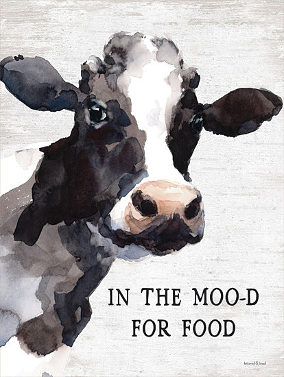 lettered & lined LET318 - LET318 - In the Moo-d for Food - 12x16 In the Mood for Food, Cow, Watercolor, Humorous, Kitchen, Country Kitchen, Signs from Penny Lane