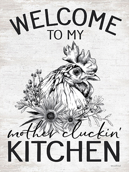 lettered & lined LET319 - LET319 - Welcome to My Mother Cluckin' Kitchen - 12x16 Welcome, Kitchen, Rooster, Humorous, Country Kitchen, Farmhouse, Typography, Signs from Penny Lane