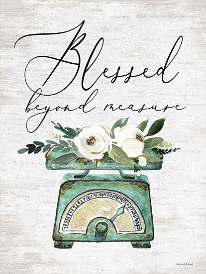 lettered & lined LET320 - LET320 - Blessed Beyond Measure - 12x16 Blessed Beyond Measure, Scale, Flowers, Country Kitchen, Whimsical, Kitchen, Farmhouse, Typography, Signs from Penny Lane