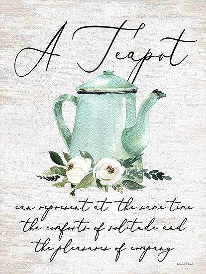 lettered & lined LET322 - LET322 - A Teapot - 12x16 Teapot, Vintage, Country Kitchen, Kitchen, Farmhouse, Flowers, Typography, Signs from Penny Lane