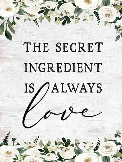 lettered & lined LET324 - LET324 - The Secret Ingredient is Always Love - 12x16 Secret ingredient is Always Love, Kitchen, Love, Flowers, Typography, Signs from Penny Lane