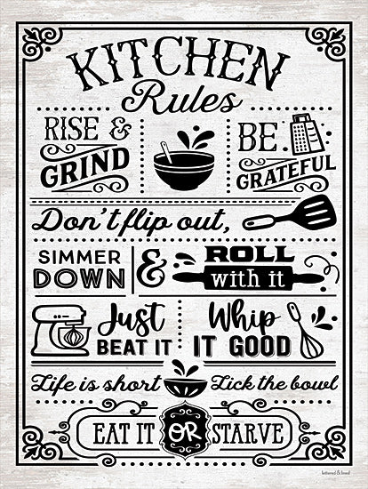 lettered & lined LET329 - LET329 - Kitchen Rules - 12x16 Kitchen Rules, Kitchen, Vintage, Rules, Whimsical, Typography, Kitchen Icons, Signs from Penny Lane