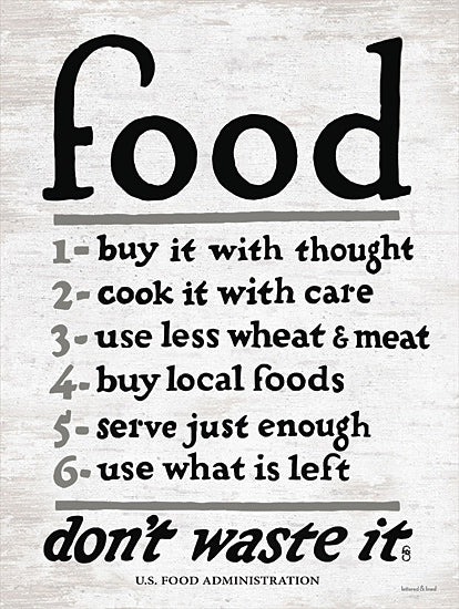 lettered & lined LET331 - LET331 - Food - Don't Waste It - 12x16 Food, Don't Waste It, Rules, Kitchen, Black & White, Typography, Signs from Penny Lane